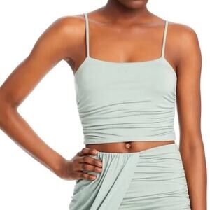 FORE Ruched sides cropped tank top sage - small